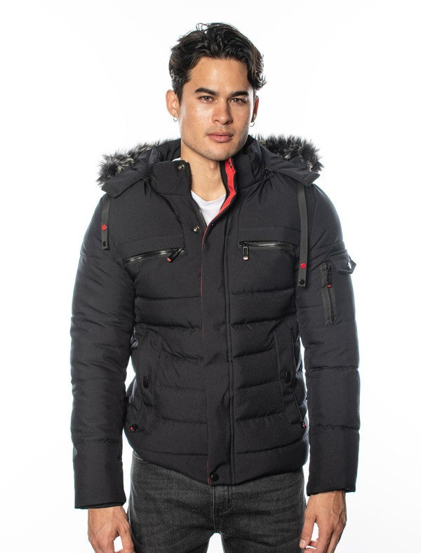 VPJ-13 Luxe Furry Hooded Puffy Jacket for Men 6 PACK