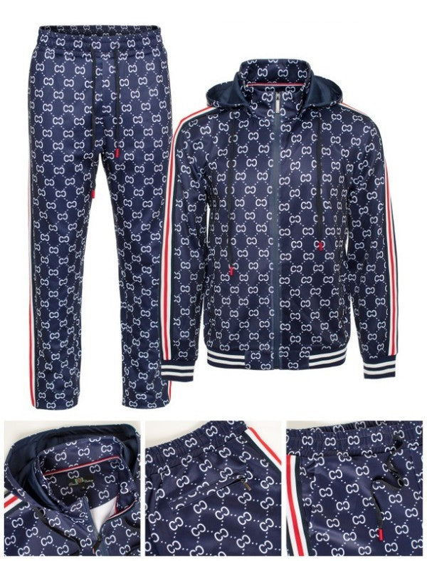 VPS-755 B Nautical Ease Men's Navy Printed Track Suit Set 6 PACK