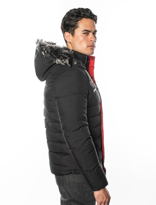 VPJ-13 Luxe Furry Hooded Puffy Jacket for Men 6 PACK